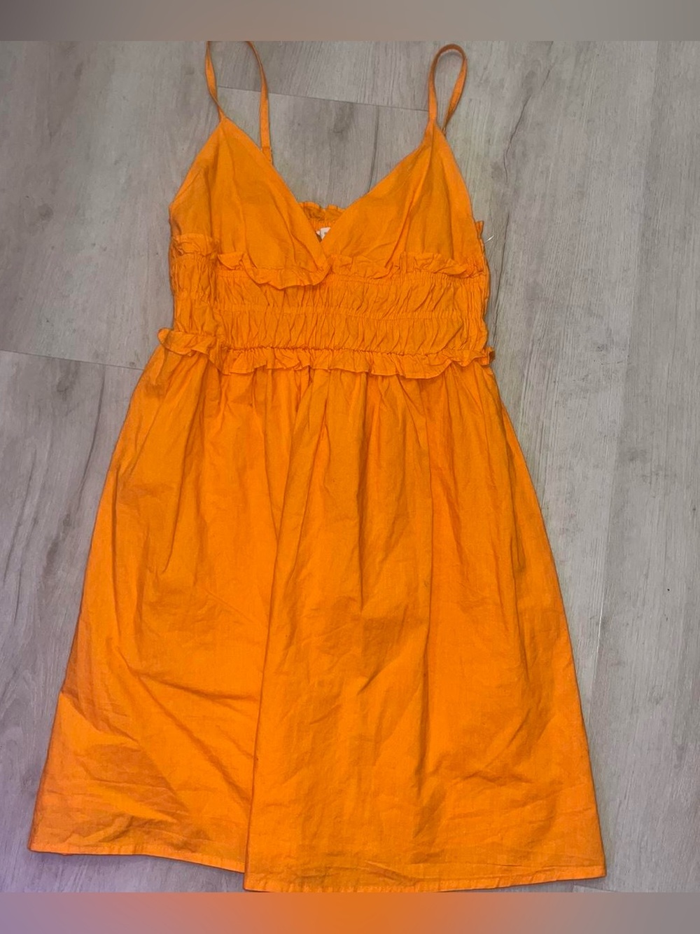 Women's Orange Spaghetti-Strap Casual Sundress